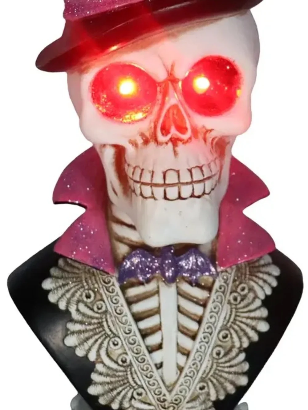 Light-Up Purple Skull Skeleton Bust Halloween Decoration